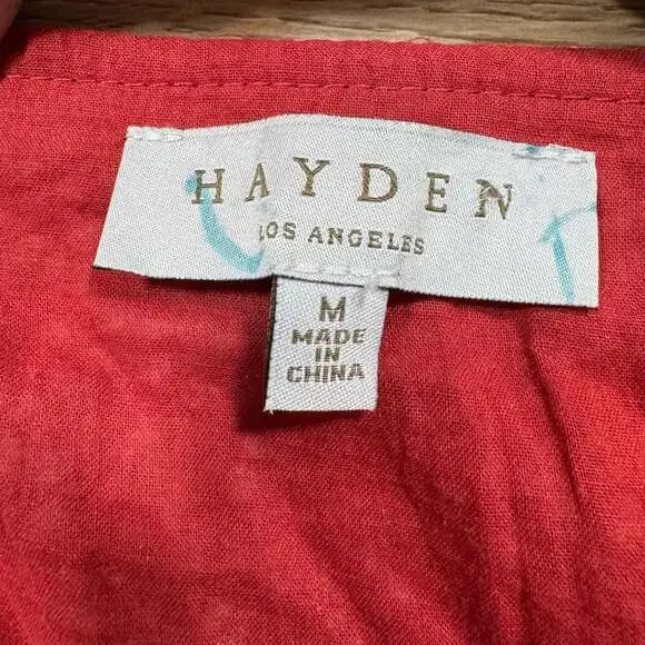 Hayden LA Rust Floral Tiered Midi Dress Square Neck Long Sleeve Boho M - Picture 3 of 9